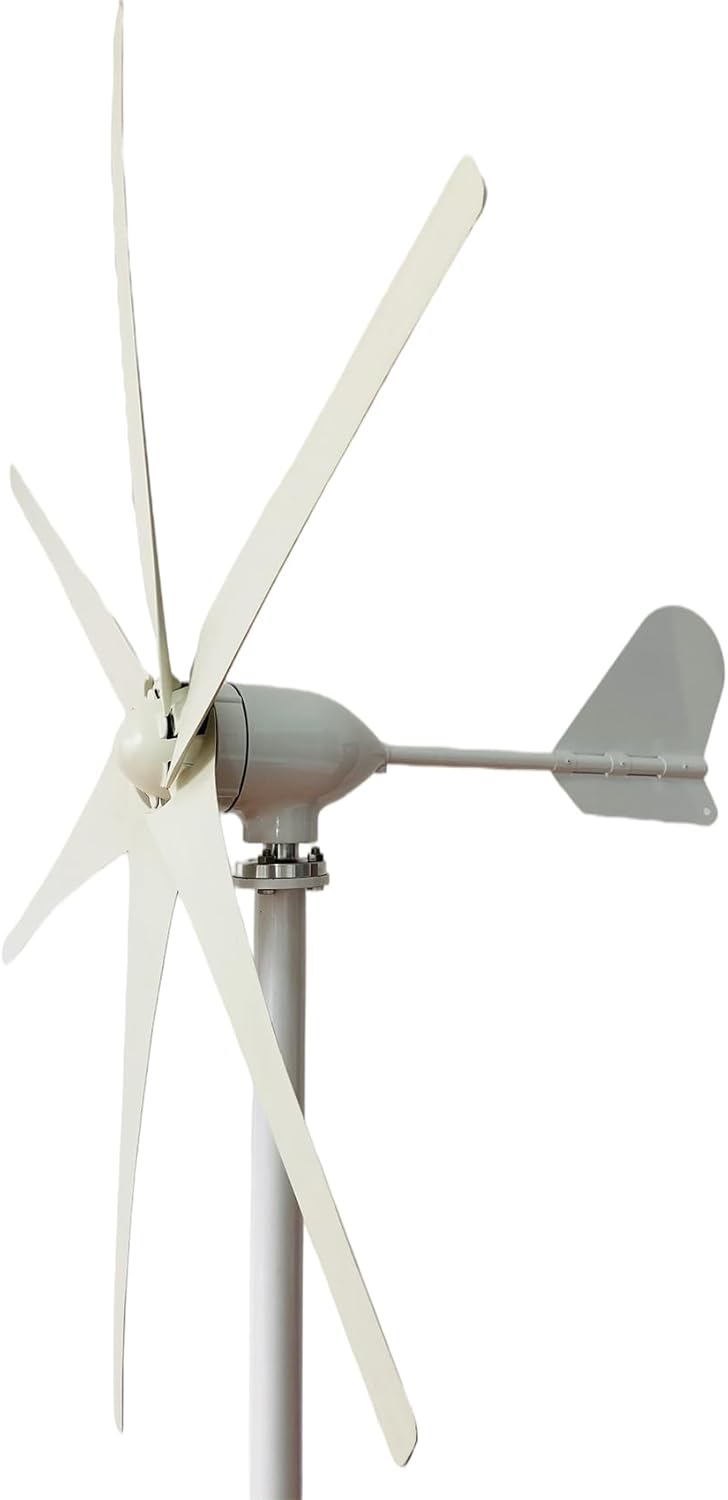 2000W Windmill Power Generation 6-Blade Wind Turbine,12V 24V 48V Wind Power Generation with Maximum Speed Protection, for Home Commercial Industrial Energy (White)