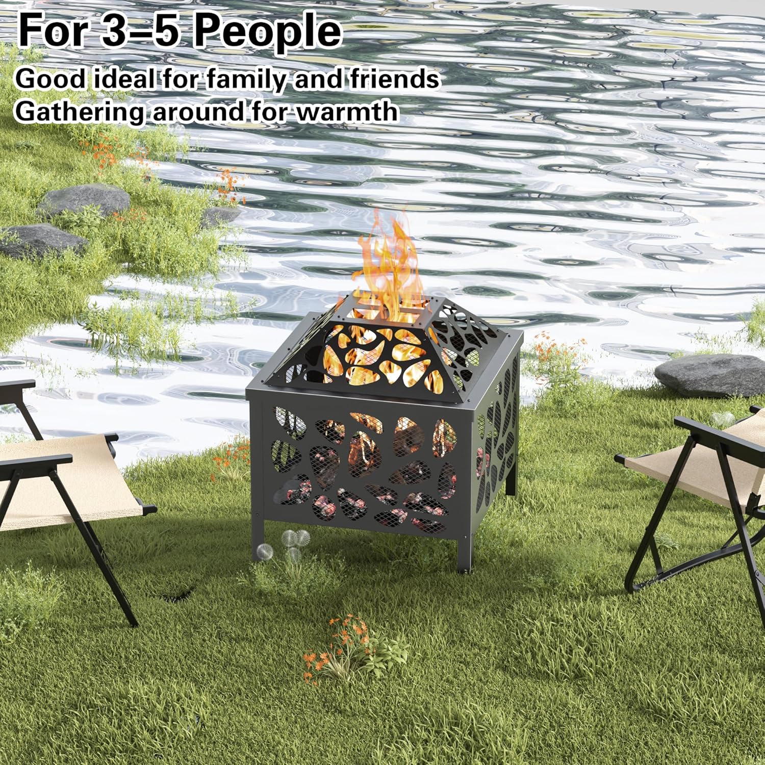 15.7 inch Small Fire Pit for Outside, Outdoor Wood Burning Fire Pit, Small Bonfire Pit,Firepit Bowl for Patio Camping Backyard Deck Picnic Porch