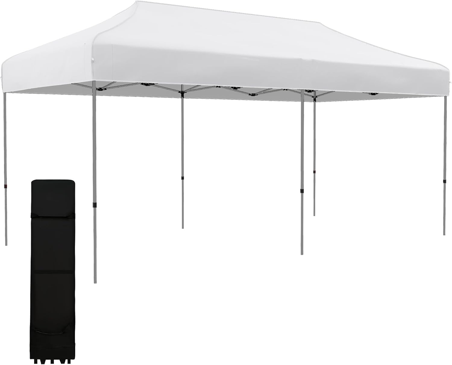 10' x 20' Pop Up Canopy Tent, Instant Sun Shelter with 3 Level Adjustable Height, Easy up Outdoor Tent for Parties with Wheeled Carry Bag for Garden, Patio, White