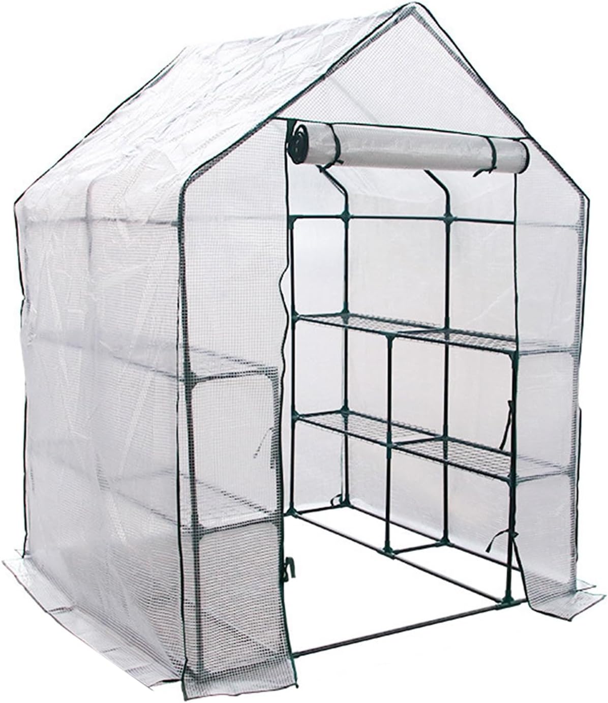 Greenhouses for Outdoors Winter for Plant Insulation, Plastic Spraying Steel Pipe and PE Mesh Cloth Walk in Greenhouse for Balcony Garden Land, Etc(143*143*195cm)