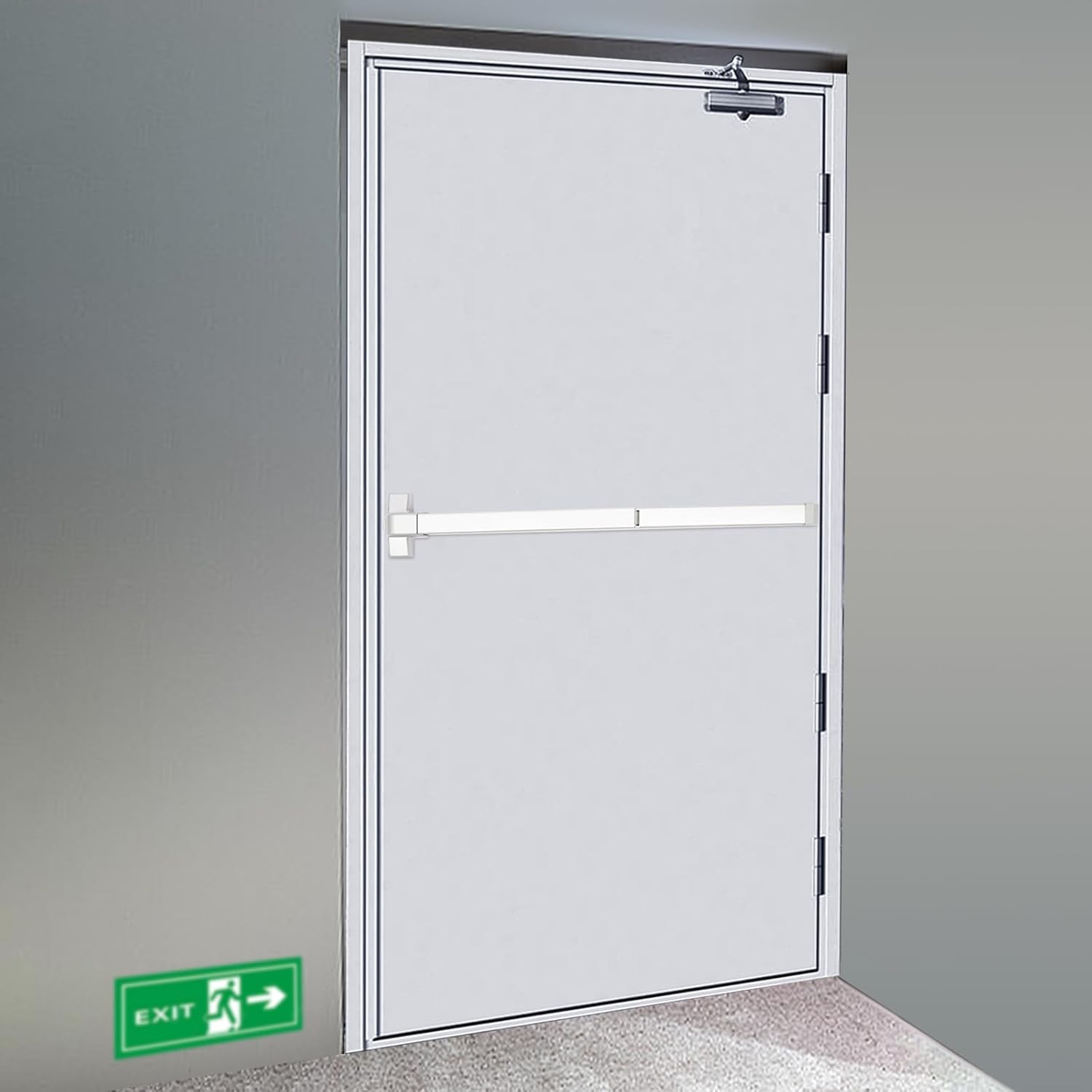 Door Push Bar Panic Exit Device, 39” Commercial Emergency Exit Door Push Bar with Exterior Handle and 3 Keys, Steel Emergency Accessories Alarmed Fireproof Commercial Exit Devices