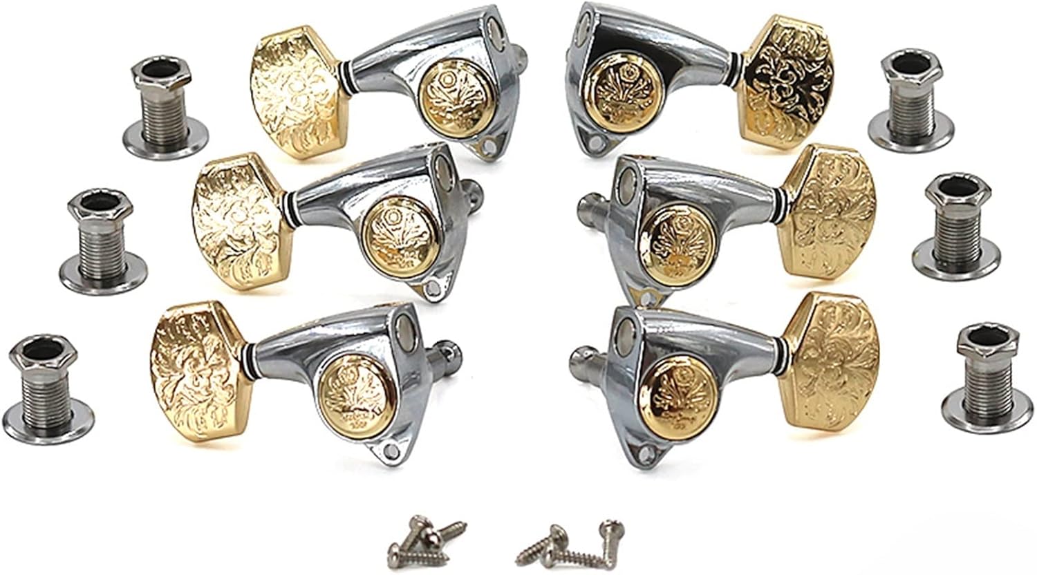 Electric Folk Guitar String Button Completely Closed Open Retro Pattern Imitation Jade Guitar Machine Head Tuners (Color : 02)