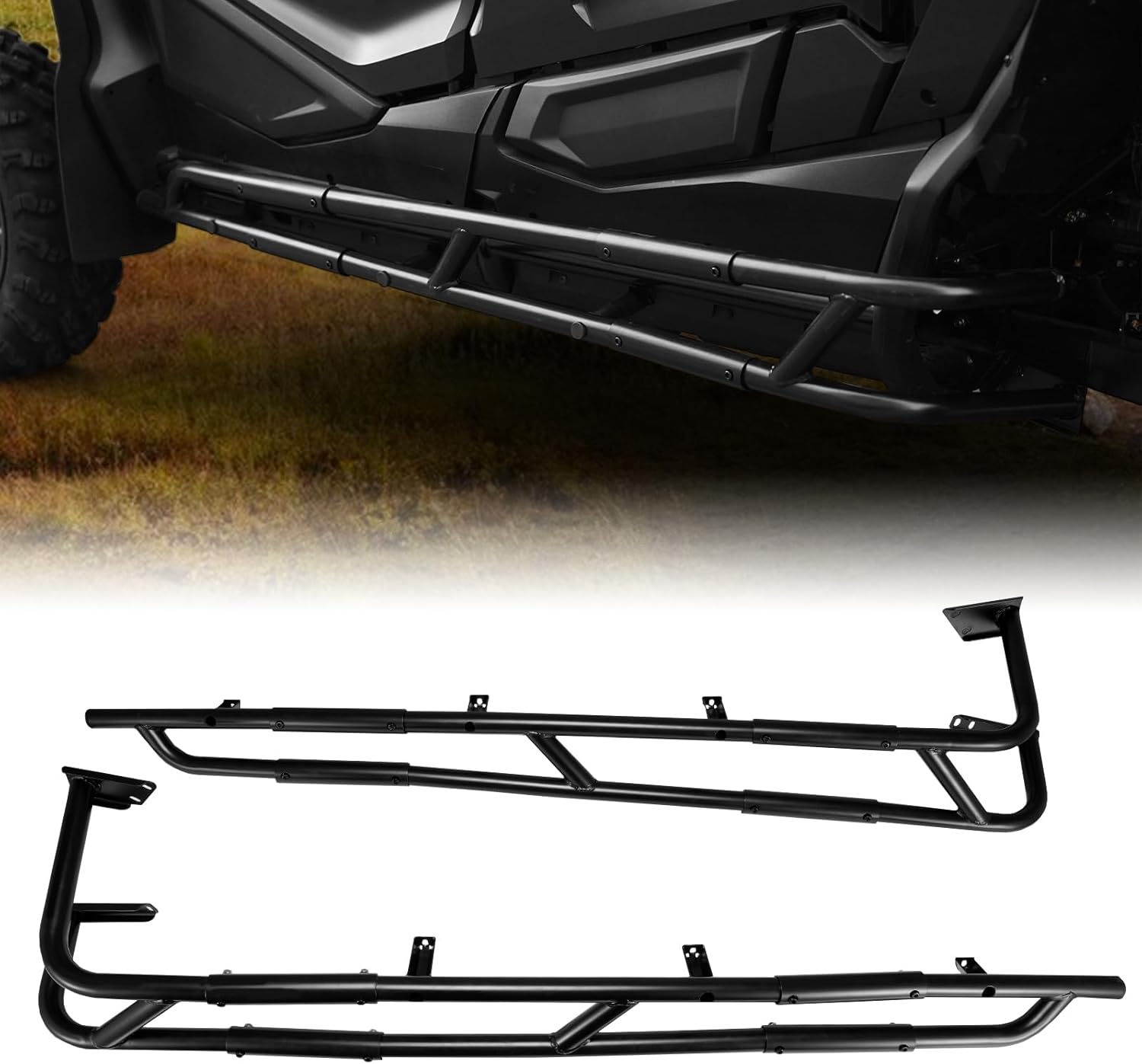 A & UTV PRO Nerf Bars Rock Sliders for 2020-2025 Honda Talon 1000 Accessories Combined Side Steps Tree Kickers Bumper Protector Brush Guard 4 Seat for Honda Talon 1000X-4 1000XS-4 1000R-4 1000RS-4