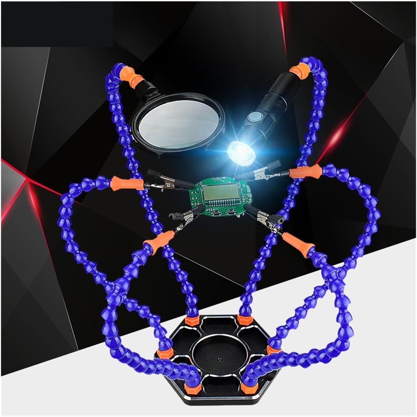 The third hand Welding station six-claw aluminum alloy welding station maintenance workbench electronic products welding welding station(SS6LM-BE99blueplug-instyle(580g))