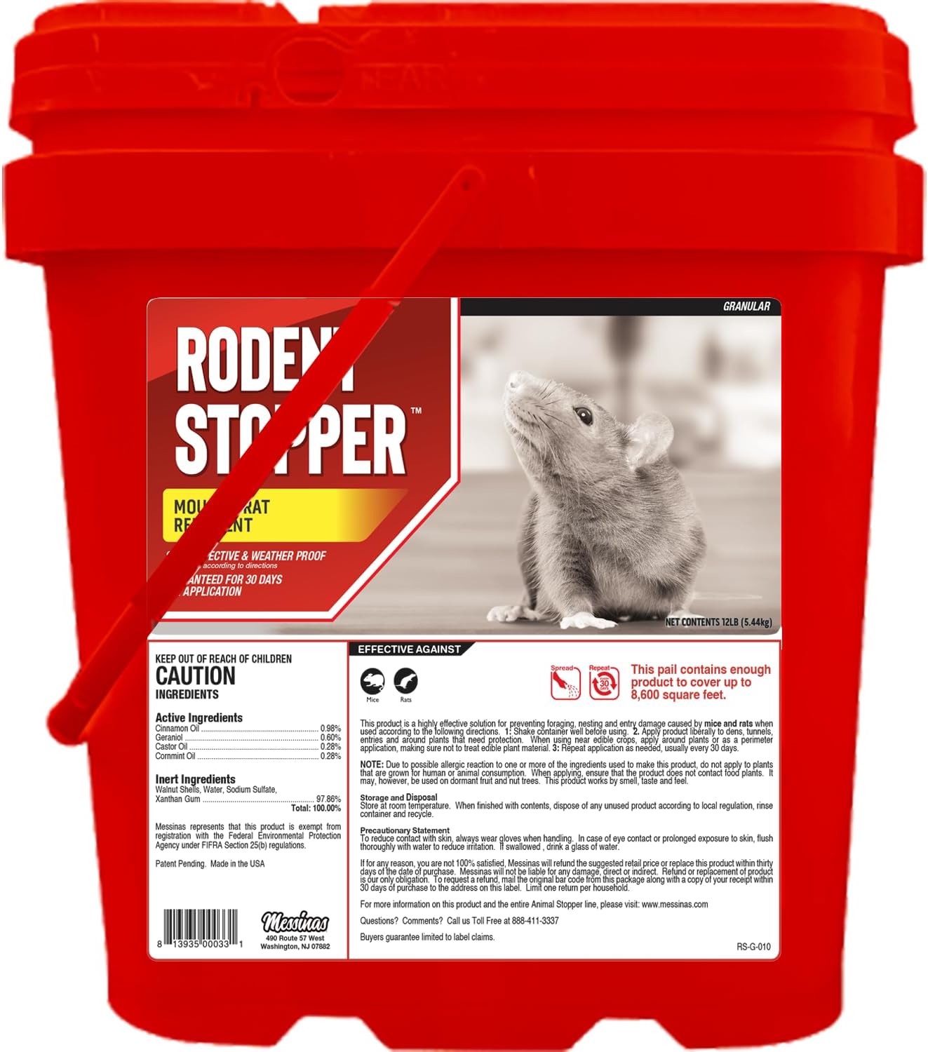 Rodent Stopper, Granular Animal Stopper Repellent, All Natural, Effective All Year Round, Safe for People and Pets, No Harsh Chemicals, Ready to Use, Rodent Repellent - 40 lb Bulk