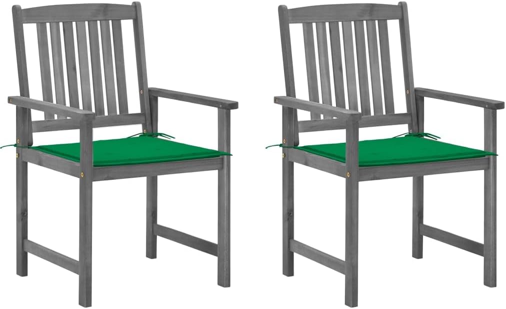 Patio Chair Patio Chairs with Cushions 2 pcs Gray Solid Acacia Wood