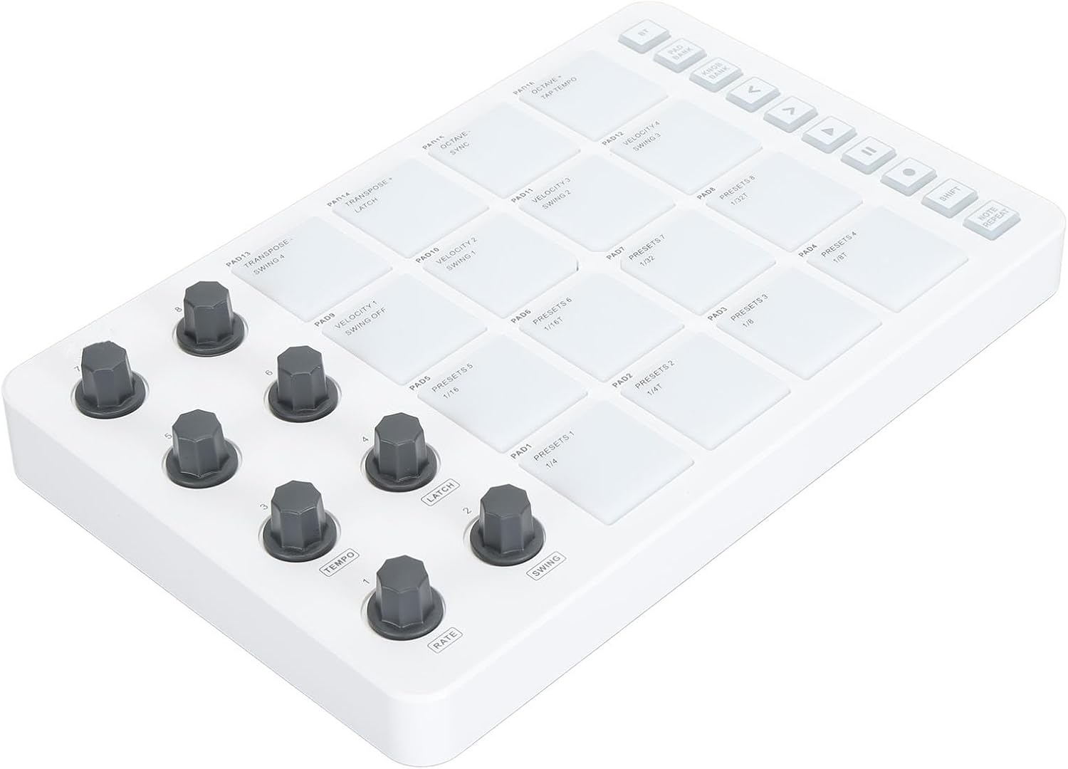 MIDI Controller Strike Pad Wire Less MIDI Controller USB Beat Maker Machine with 16 Strike Pads and 8 Rotating Knobs