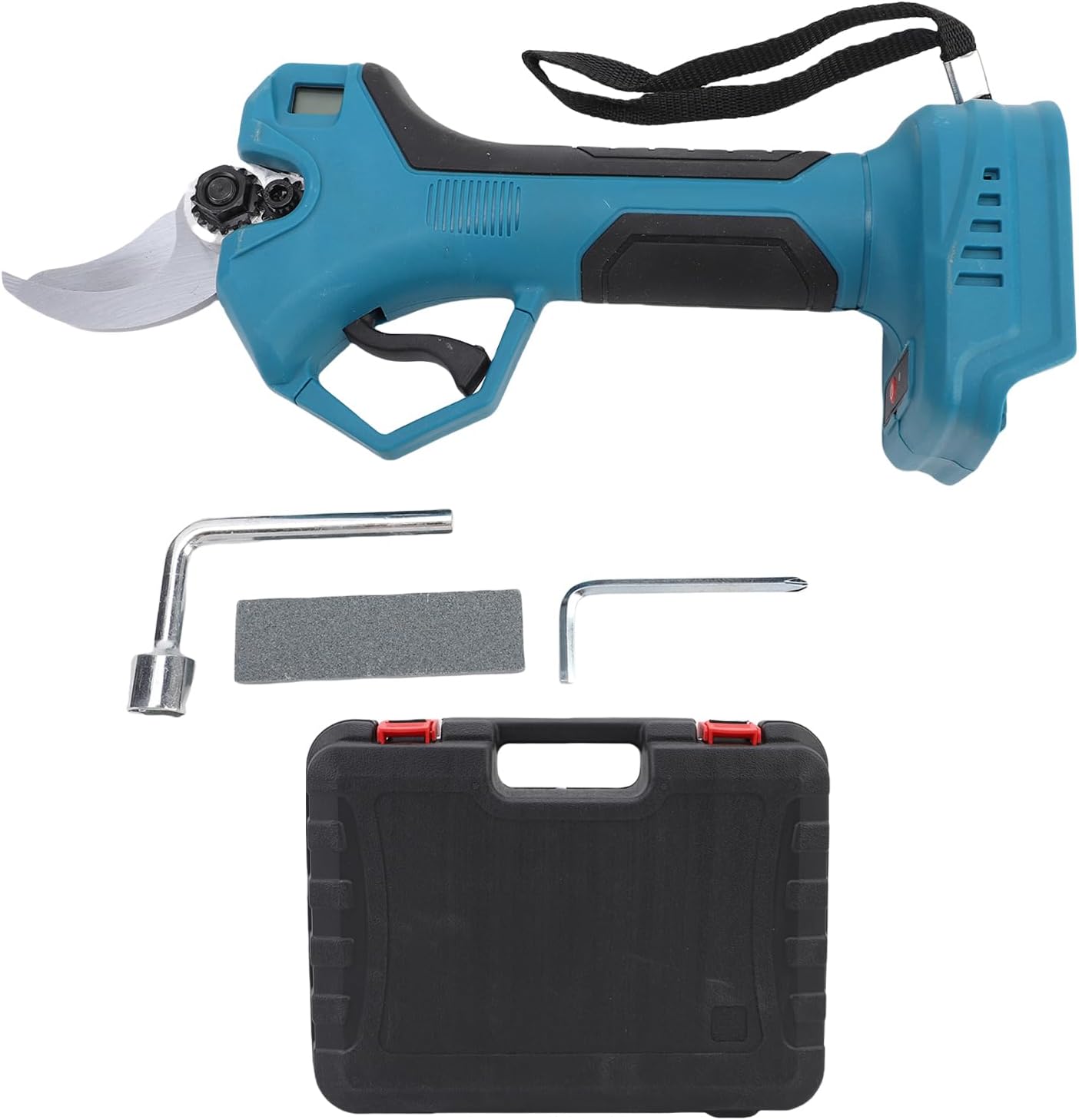 Fafeicy Blue Electric Pruning Shears 30mm Heavy Duty Safety Lock Rechargeable Cordless Tree Branch Cutter Trimmer Branch Pruner with SK5 Blades for Gardening Landscaping