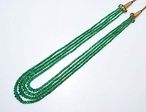 finest 4 line natural emerald faceted rondelle necklace, emerald faceted rondelle beads, 2.25-6.50 mm, 15