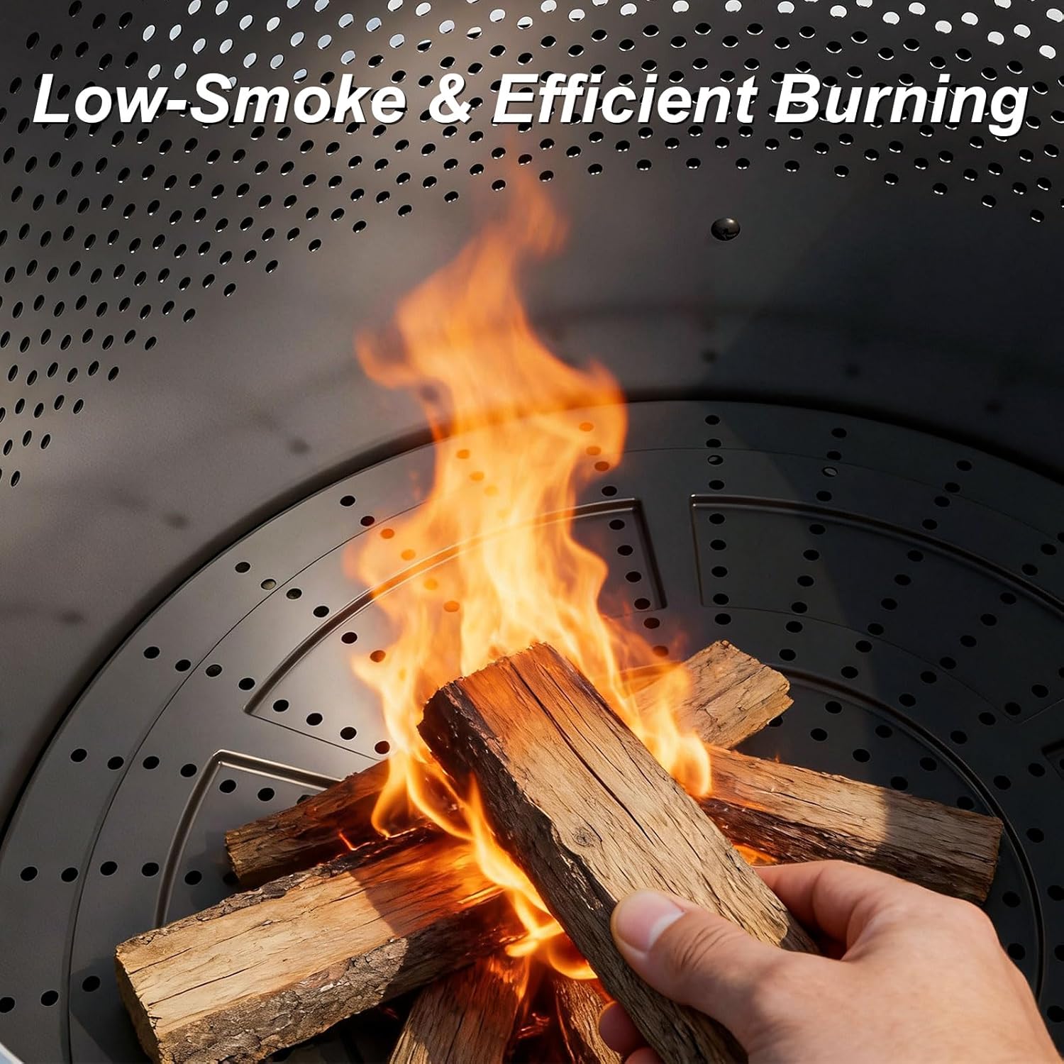 ALAULM 37 Inch Smokeless Fire Pit Tabletop, Stainless Steel Wood Burning Firepit for Outdoor Patio, Includes Weather-Resistant Cover