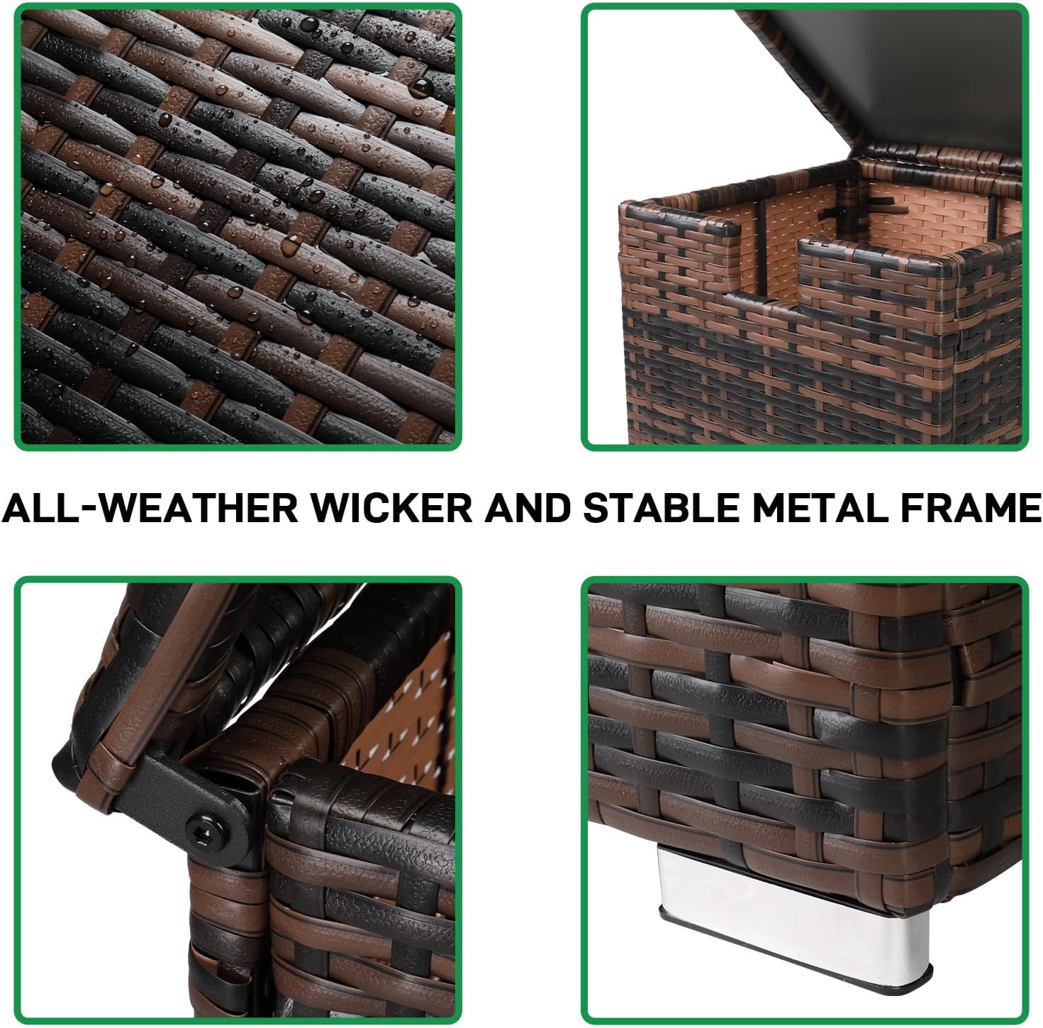 Outvita Gas Tank Storage Box, 15.7in Wicker Propane Tank Cover Table for Fire Pit Table and Gas Grill Patio Furniture (Brown)