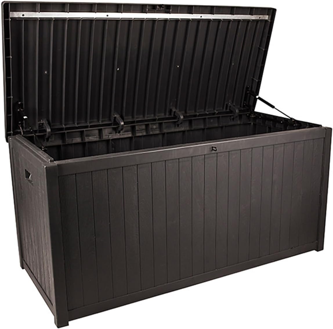 Resin Deck Box with Secure Lock Lid, Waterproof Outdoor Bin for Pool Equipment, Garden Gear, Patio Furniture Cushions Storage and Tidiness F 1pcs