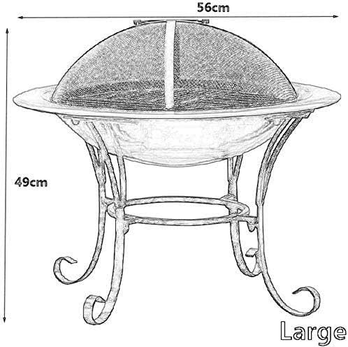 Garden Fire Pit Portable Grill Barbecue Rack Outdoor Fire Large Bonfire Wood Burning Patio Coal Grill Firepit for Grill Charcoal Grill with Spark Screen with Cover BBQ Cooking for Camping S ()
