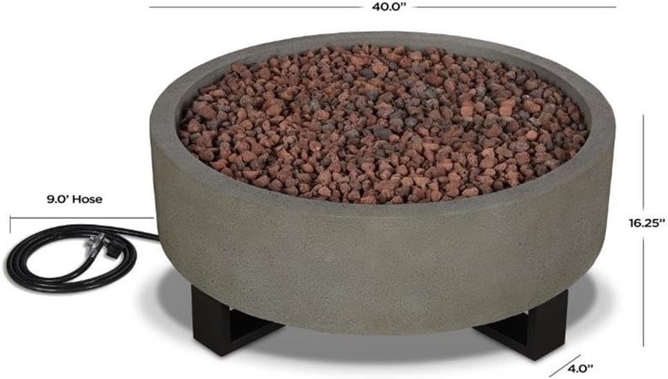 Home Square 2-Piece Set with Propane Fire Bowl for Outdoors and Fire Glass