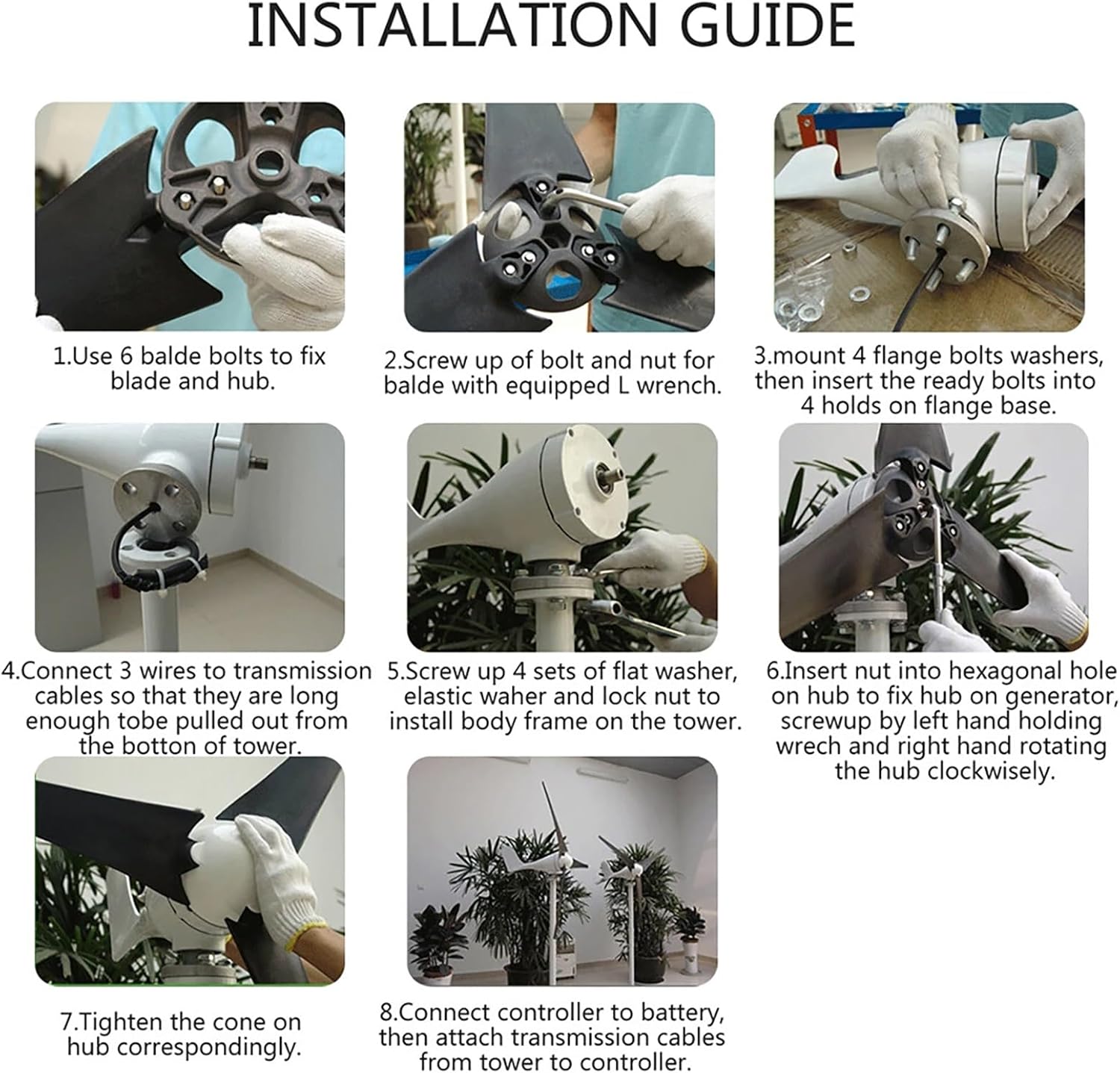 3000W Wind Turbine Generator Kit 12V/24V/48V With Wind Controller, For Home Backup, Off-Grid Cabin, Street Light, Solar Hybrid System(12V)