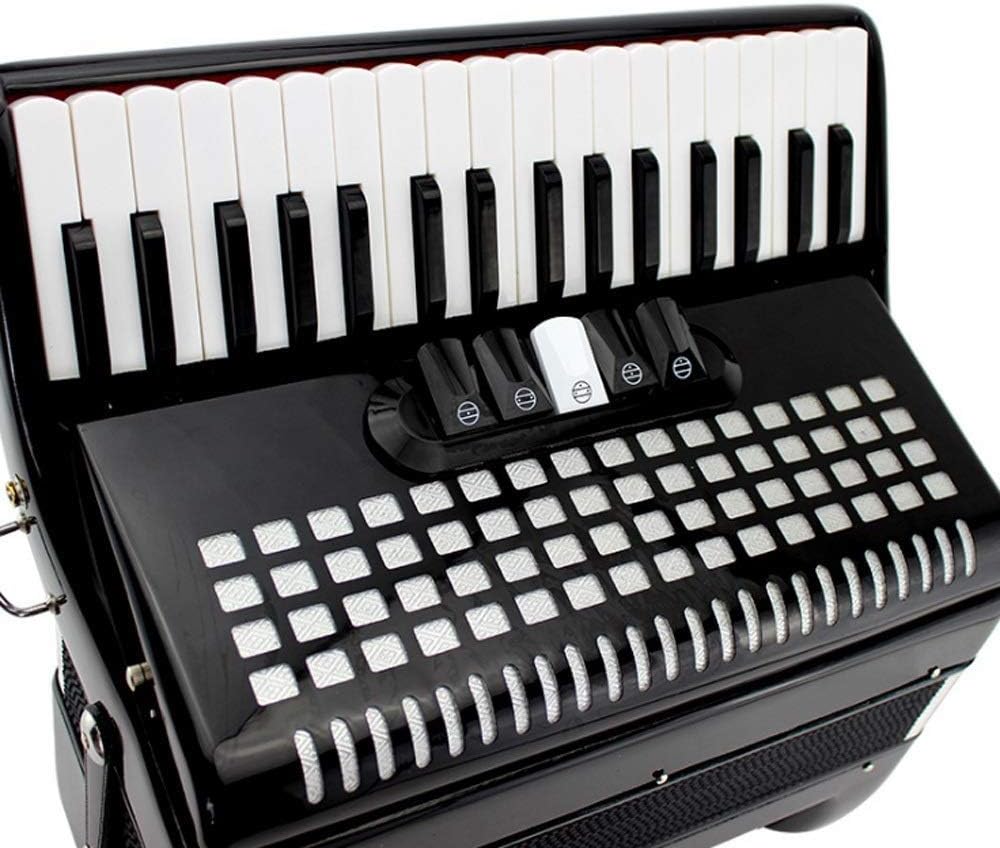 60-Bass 34-Key Accordion, Black, Wood & ABS Plastic, 5 Voice Change, Beginner's Ensemble