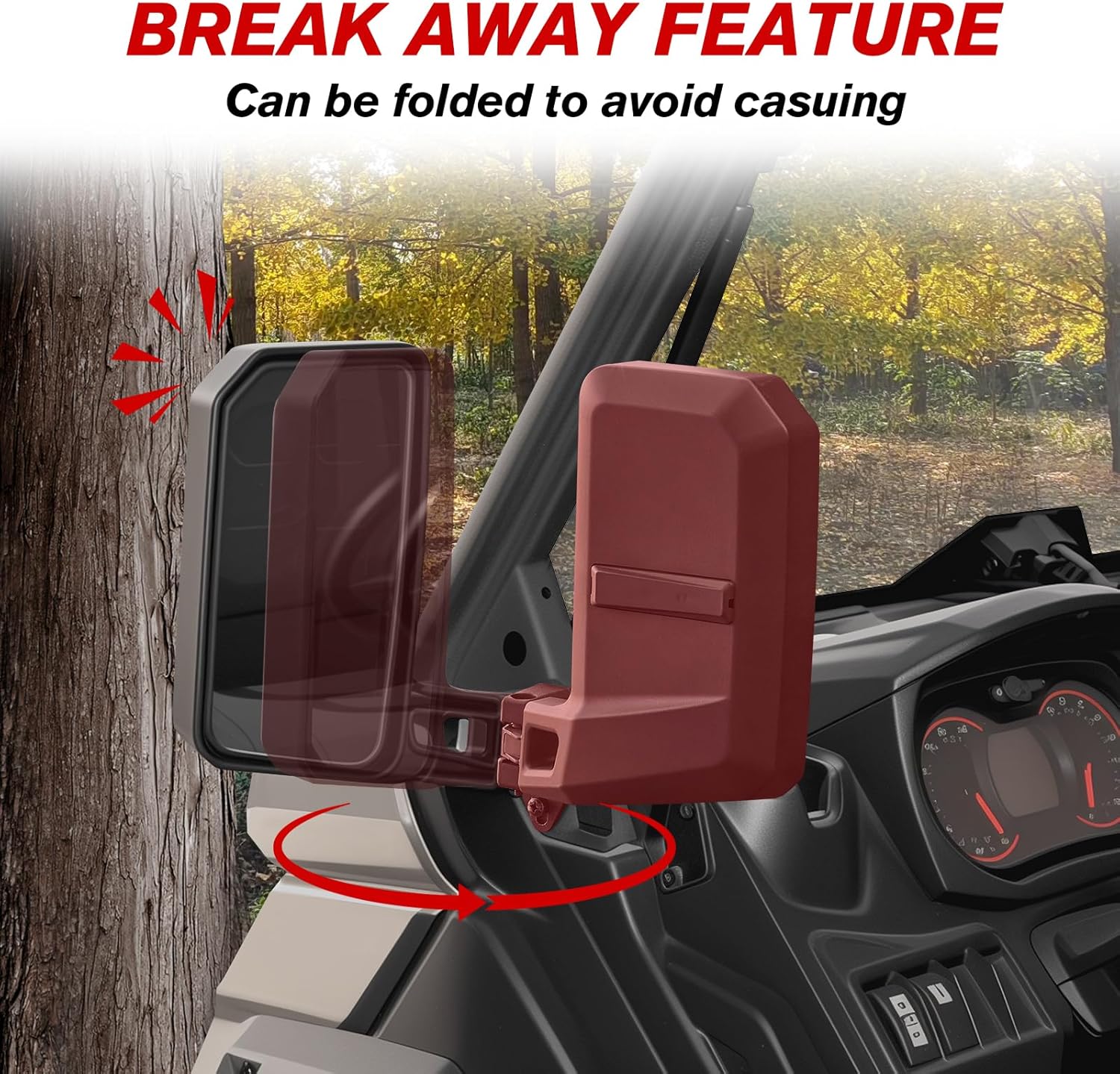 Side Mirrors for Can-Am Defender, Adjustable Side Rearview Mirror for Can-Am Defender HD5 HD7 HD8 HD9 HD10 2016-2025 Accessories, Fit with No Door & Half Door & Full Door, Replace #715008100