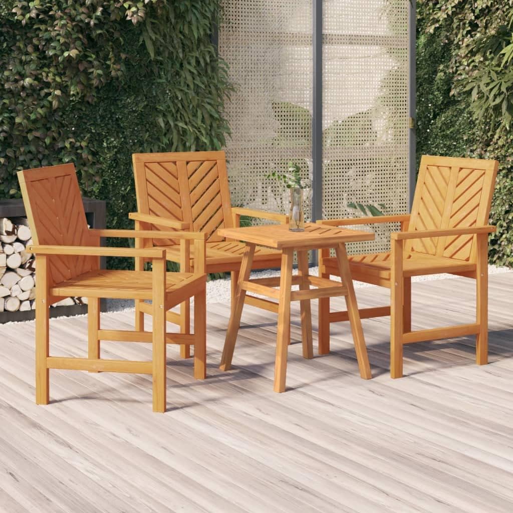 Patio Dining Chairs 3 pcs Solid Wood Acacia,Modern Acacia Wood Patio Dining Chairs with Chevron Pattern Backrest for Garden and Terrace Outdoor Furniture, Outdoor Chairs
