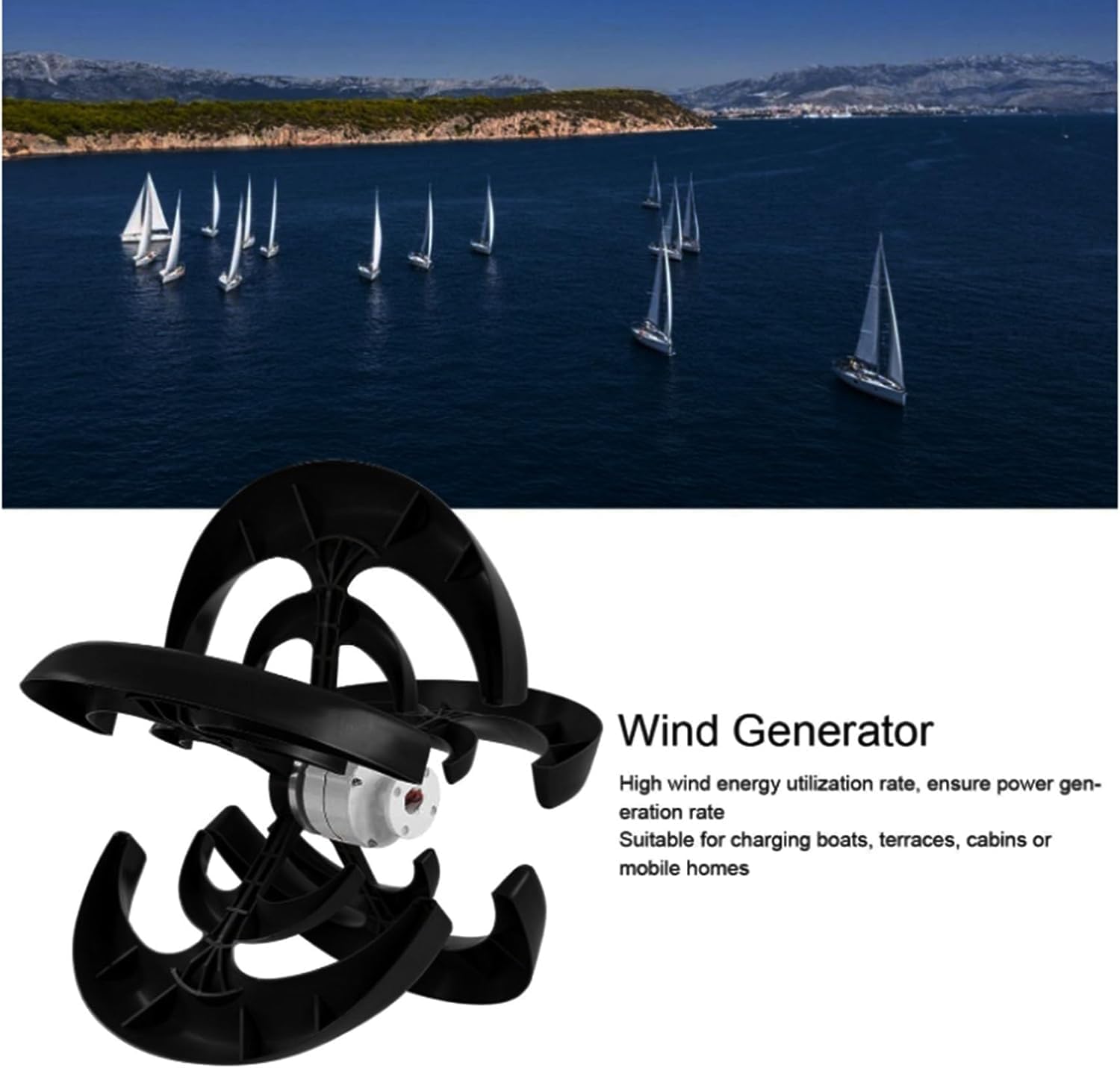3000W Wind Turbine, 5-Blade Wind-Solar Hybrid Power Generation System, Three-Phase AC Permanent Magnet Generator with Controller