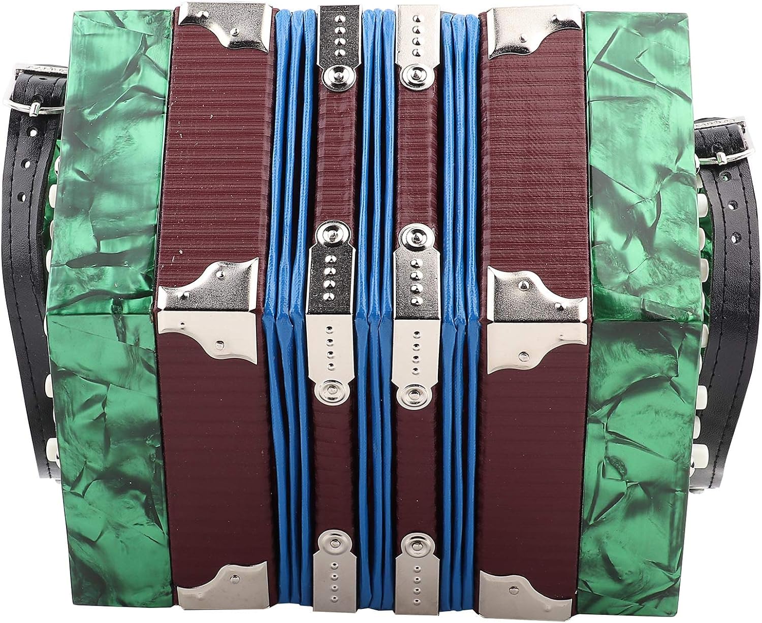 Hapivida Professional 20 Buttons Accordion Concertina, ABS Lightweight Musical Instrument with Adjustable Straps, Carrying Handle and Storage Bag for Musicians All Levels (Green)