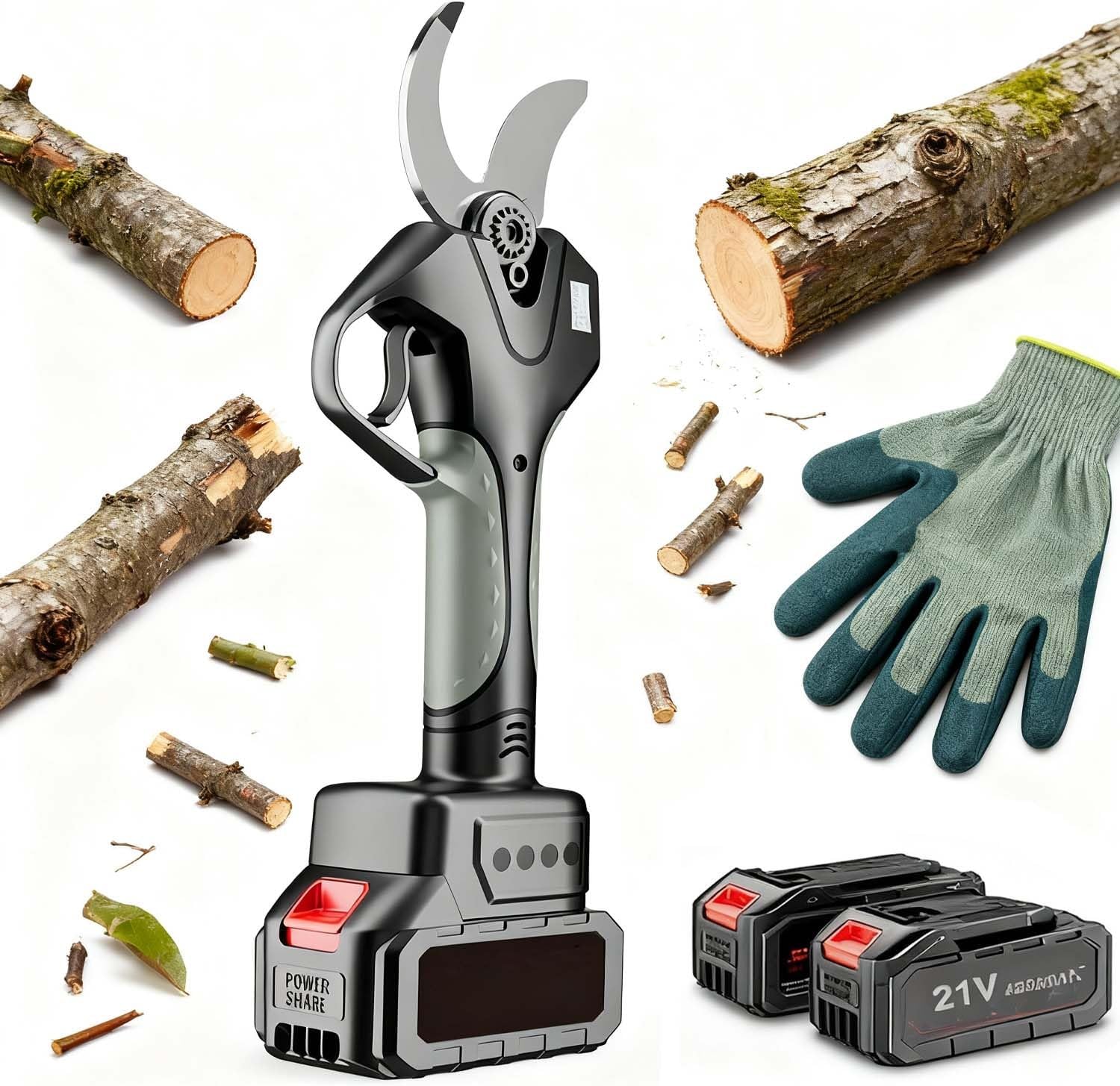 Upgraded Electric Pruning Shears,Heavy Duty Electric Pruner 3 Inch Cutting Diameter with Telescoping Pole 4.2-7.1ft Brushless Motor Power Shears for Garden Tree Pruner Branch(With out pole)