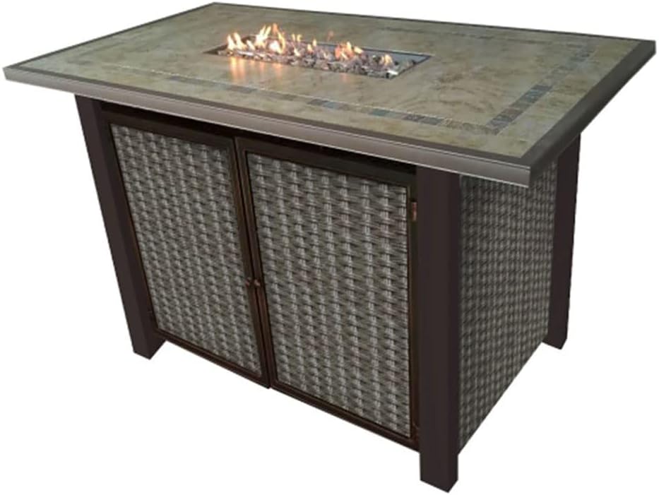 AZ Patio Heaters Rectangluar Bar Height Tile Top Fire Pit with Wind Screen