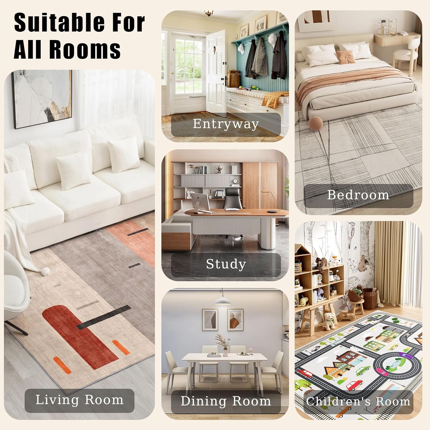 Piano Guitar Drum Set Rug 8x10 for Living Room, Musical Instrument Area Rugs for Bedroom, Black White Music Theme Carpet Low Pile, Room Decor Large Rugs, Soft Non Slip, Machine Washable Rug