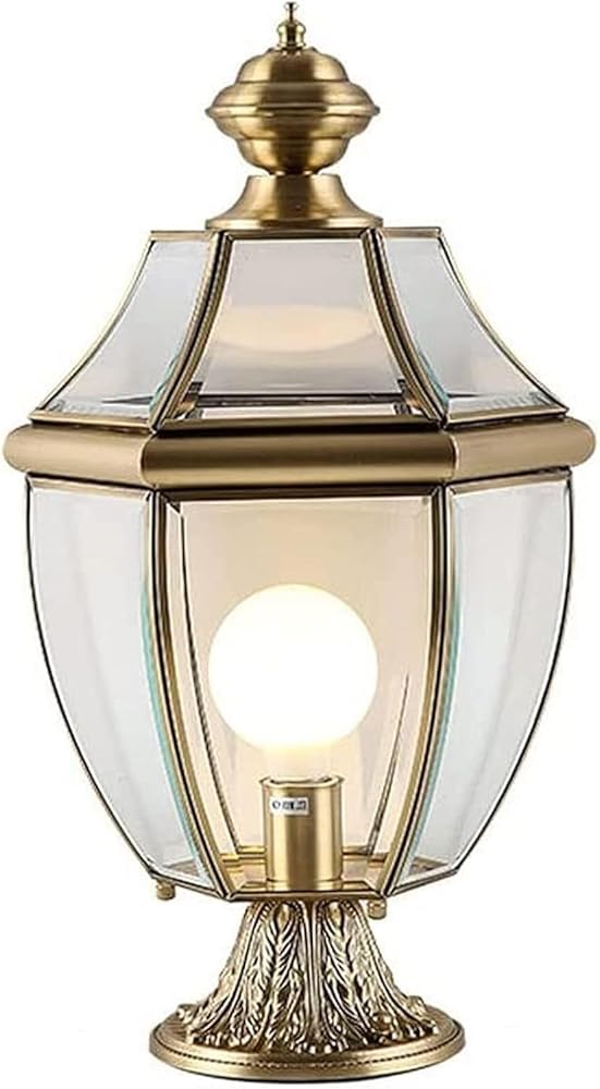 Waterproof Outdoor Deck Lights - Glass Column Head Lamp Copper Art Column Lamp