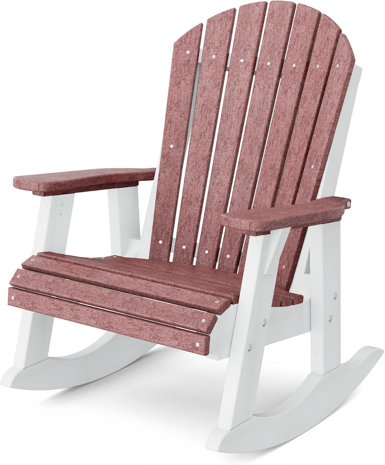 Wildridge Heritage Adirondack Rocking Chair, Cherrywood and White - Outdoor Weather Resistant HDPE Rocking Chair for Patio, Deck, Fire Pit
