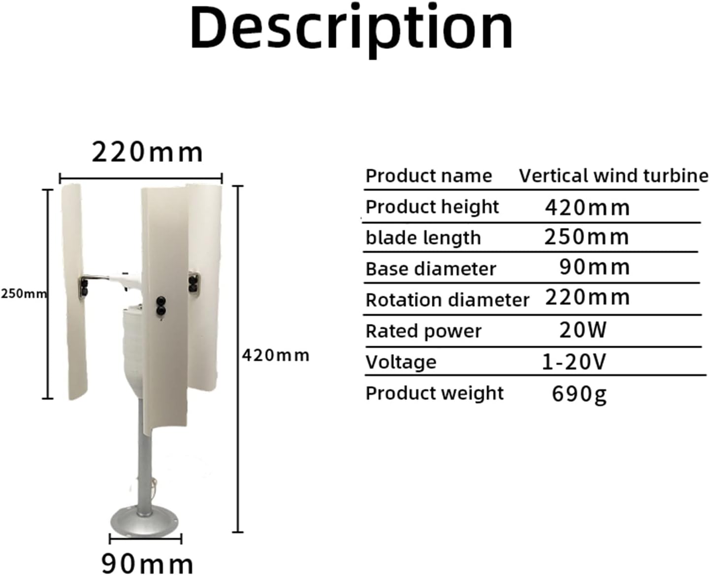 DIY 20W Model Three Phase Permanent Magnet Free Energy Generator 1-20V3 Blade Vertical Axis Wind Power Generator Alternator Windmill Generator