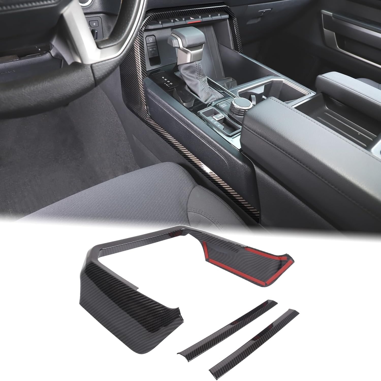 Aunginsy Center Console Gear Box Shift Panel Frame Trim Compatible with Toyota Tundra/Sequoia 2022-2024 Central Control Gear Shifter Box Side Panel Protect Strip Decorative Cover Interior Accessories