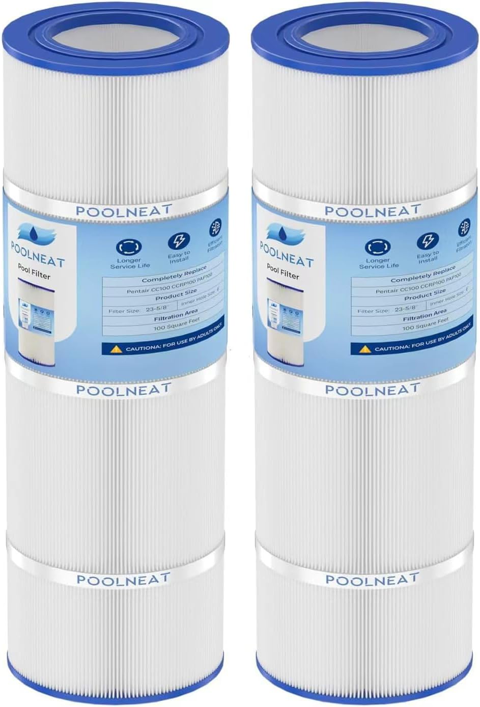 CC100 Pool Filter Replacement for Unicel C-9410,PAP100,R173215,Pentair CCRP100,Filbur FC-0686,160316,160354,59054200,Ultral-C3,100 Sq. ft (2 Packs)