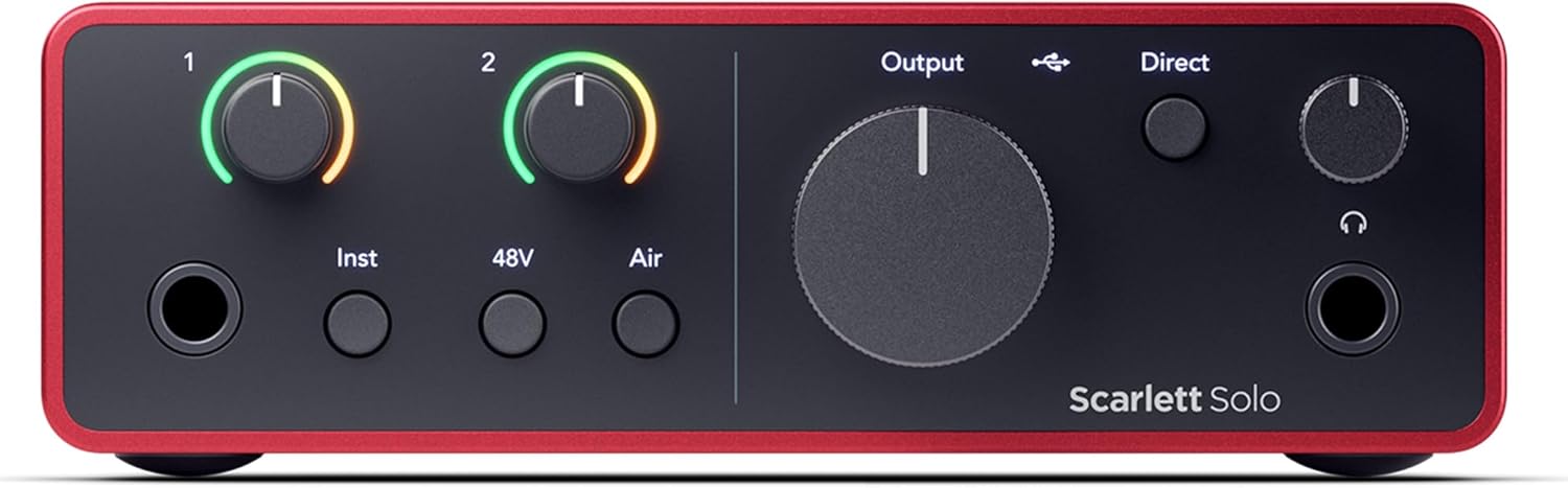 Focusrite Scarlett Solo 4th Gen USB Audio Interface, for the Guitarist, Vocalist, or Producer — High-Fidelity, Studio Quality Recording, and All the Software You Need to Record