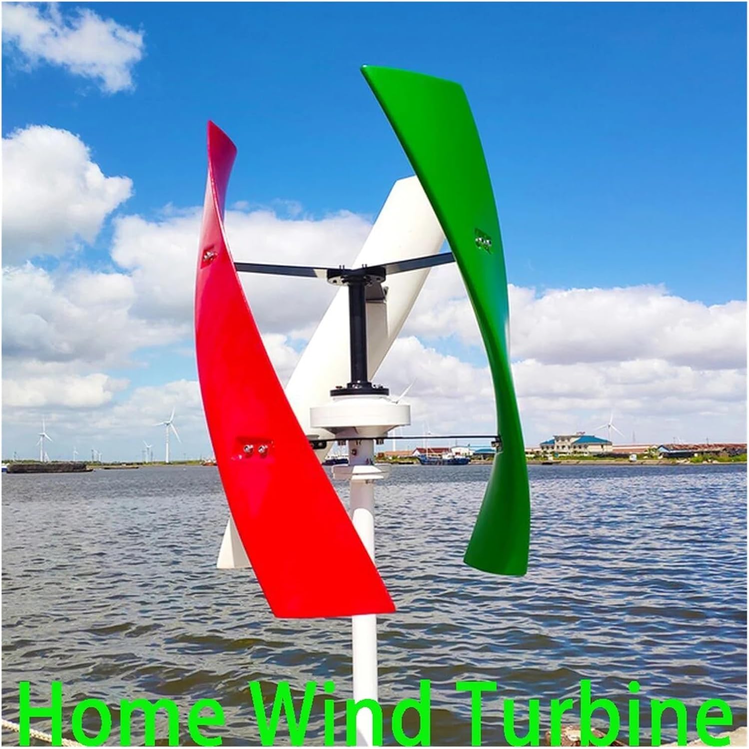 Windmill Generator, 10KW Vertical Wind Turbine Generator For Home 10000W 12V 24V 48V Low Noise Free Energry Windmill Low Wind Speed Starting Wind Turbines (Color : Green, Size : 24V_10KW)