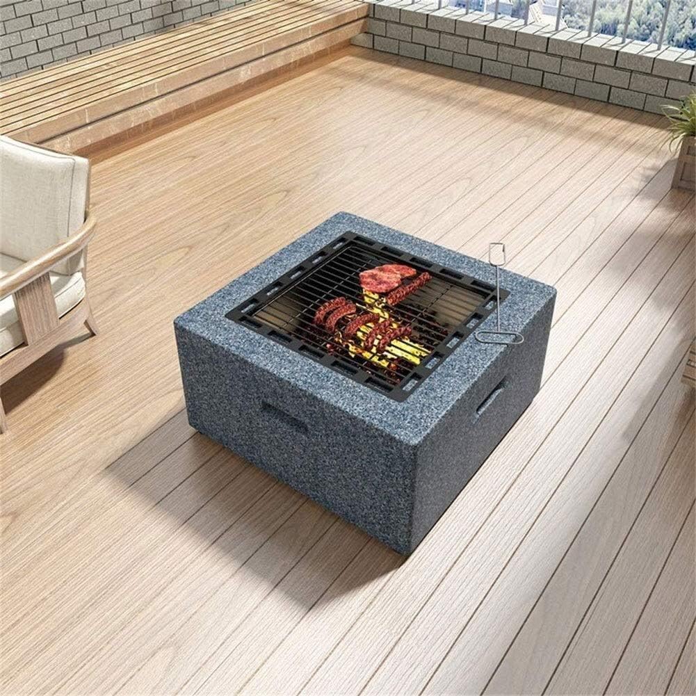 Fire Pits Outdoor Wood Burning Home Fire Pit Table Outdoor with BBQ Grill Shelf, Multifunctional Garden Terrace Fire Bowl Heater/BBQ, with Cover BBQ Cooking for Outside Camping Backyar