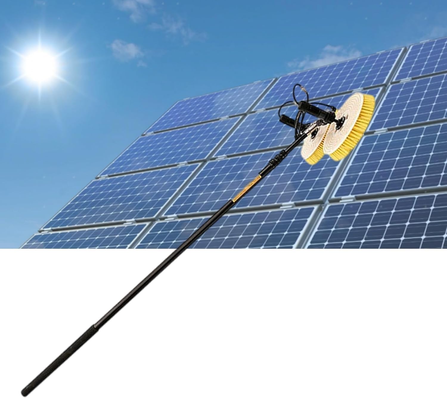 Electric Solar Panel Cleaning Brush, 3.5/5.5/7.5M Outdoor Window Glass Solar Panel Cleaning Brush, Extendable Rod Water Fed Pool Cleaning Brush(5.5M)