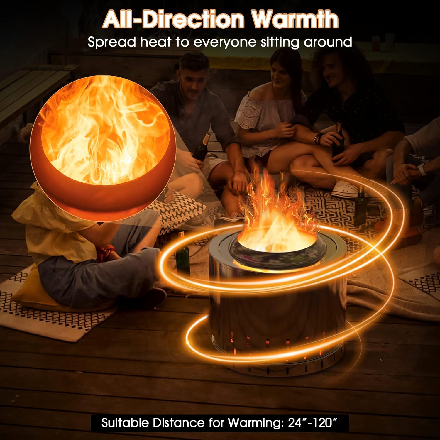 Giantex Smokeless Fire Pit for Outside, 19.5