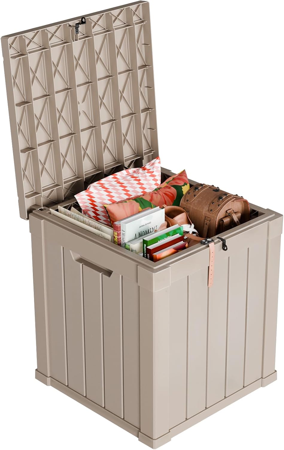 50 Gallon Deck Box with Lock - Resin Waterproof Outdoor Storage Box for Patio Furniture,Garden Tools,Cushions,Pool Accessories(Grey)