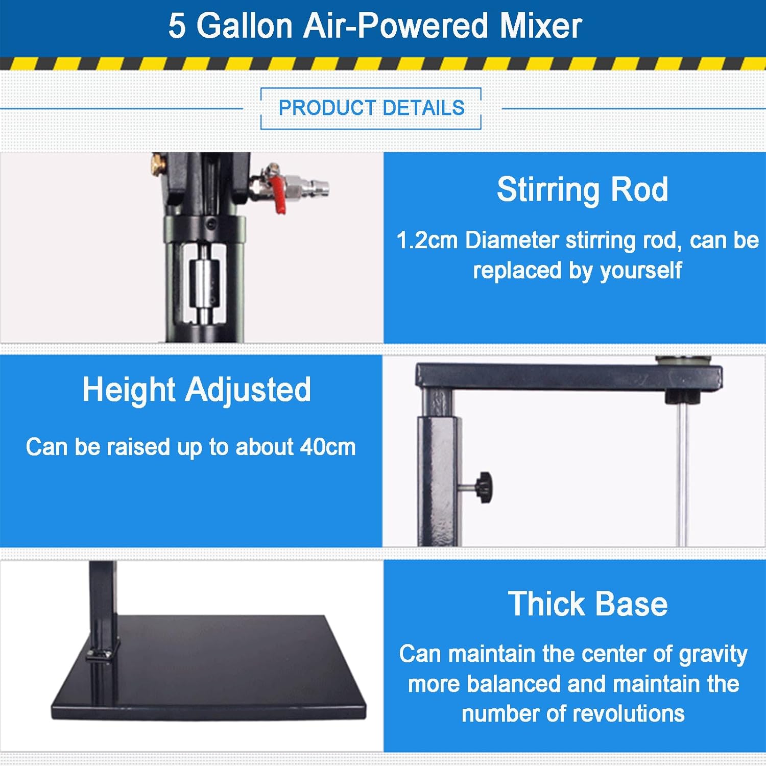 5 Gallon Pneumatic Agitator, Paint Mixer with Stand, 2600r/min Paint Stirring Machine for Mixing Plaster Paint Mortar Glue