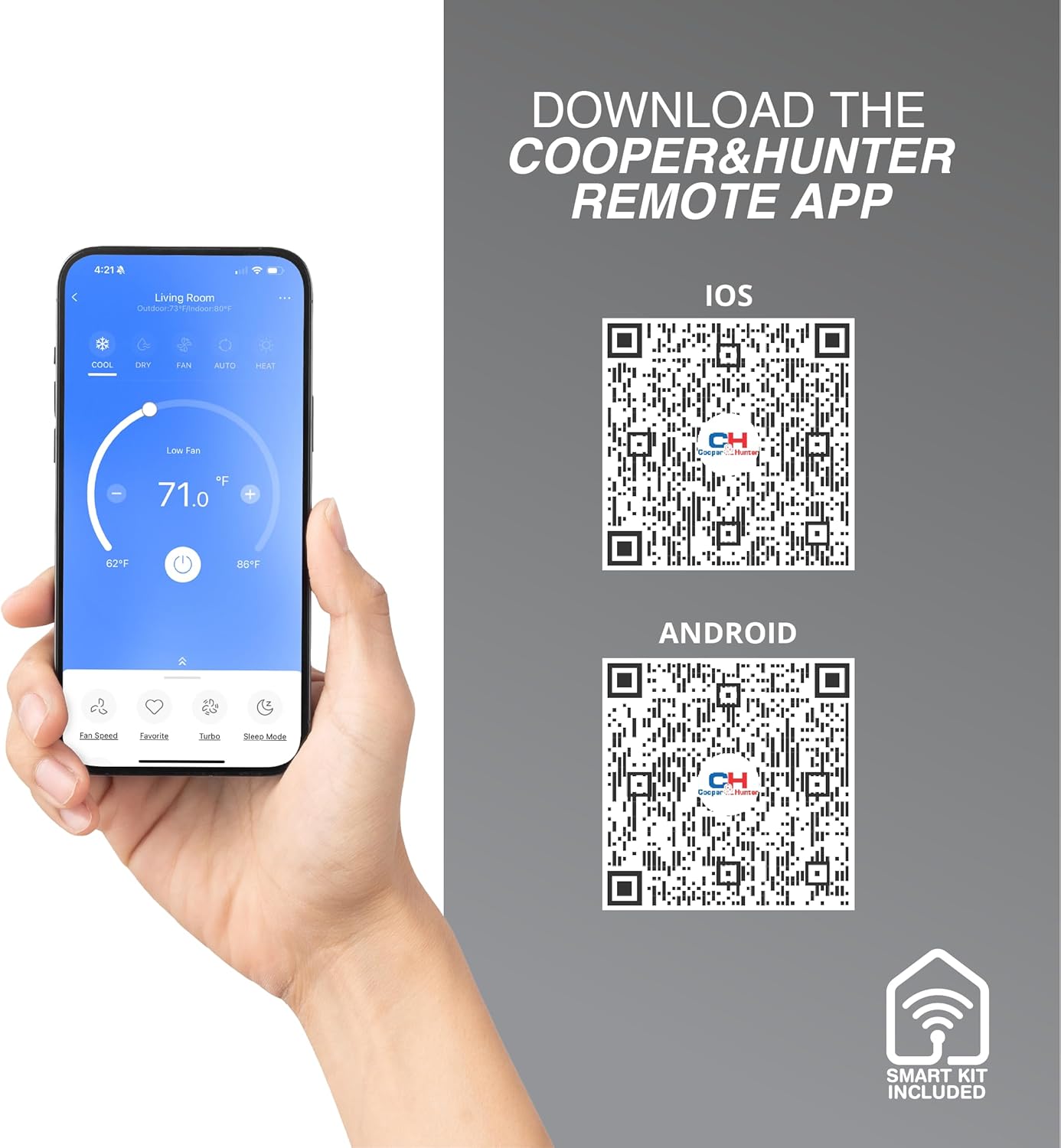 Cooper & Hunter 18,000 BTU 230V Mini Split AC/Heating System, Ductless Wall Mount – 24 SEER2 Inverter – 16FT Installation Kit & Smart Control Included – Pre-Charged