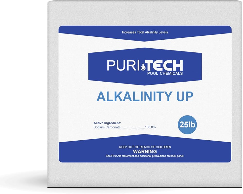 Puri Tech Chemicals Pool Total Alkalinity Increaser 25lbs - Up for Swimming Pools Keeps pH Balanced Increase in and Spas