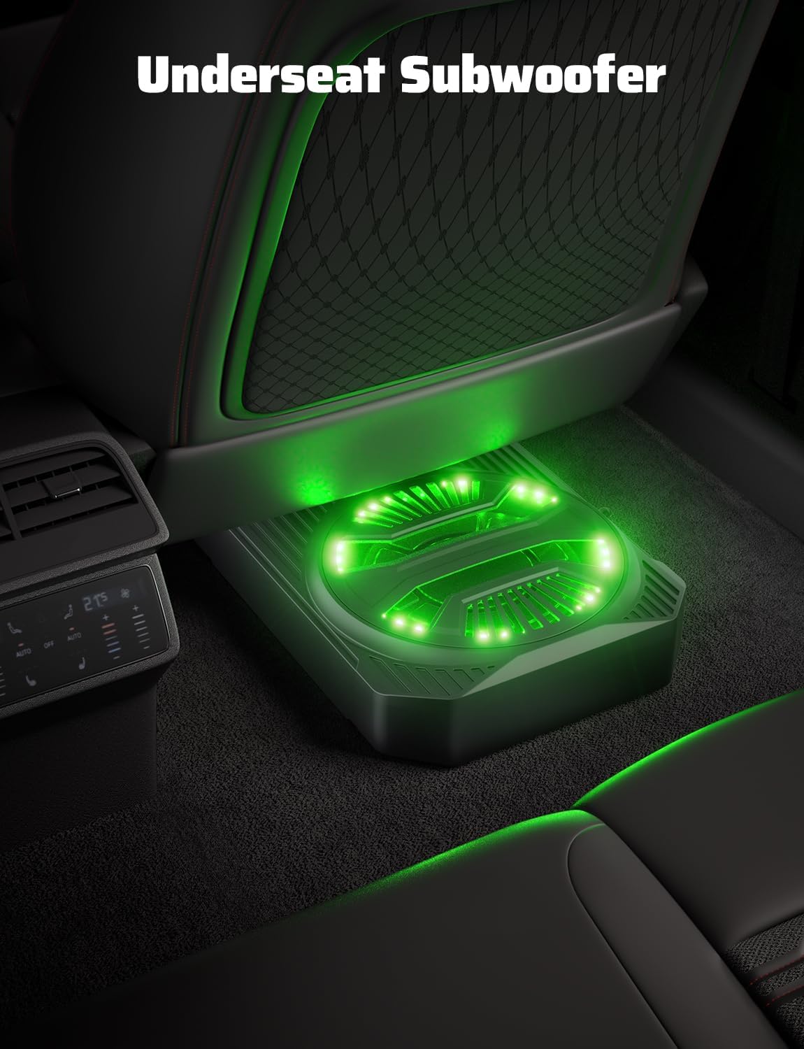 Ehaho Slim Under Seat Subwoofers with AMP, 10 inch Powered Subwoofer with Amplifier and RGB Lights, APP and Remote Control for Music Sync and Lighting Chasing Effects, Car Truck Audio Subwoofer