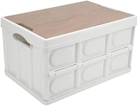 30L Outdoor Folding Storage Box - Versatile Camping & Mountaineering Organizer with Removable Wooden Panel - Durable, Lightweight, Black - Perfect for Hiking, Travel, and Adventure