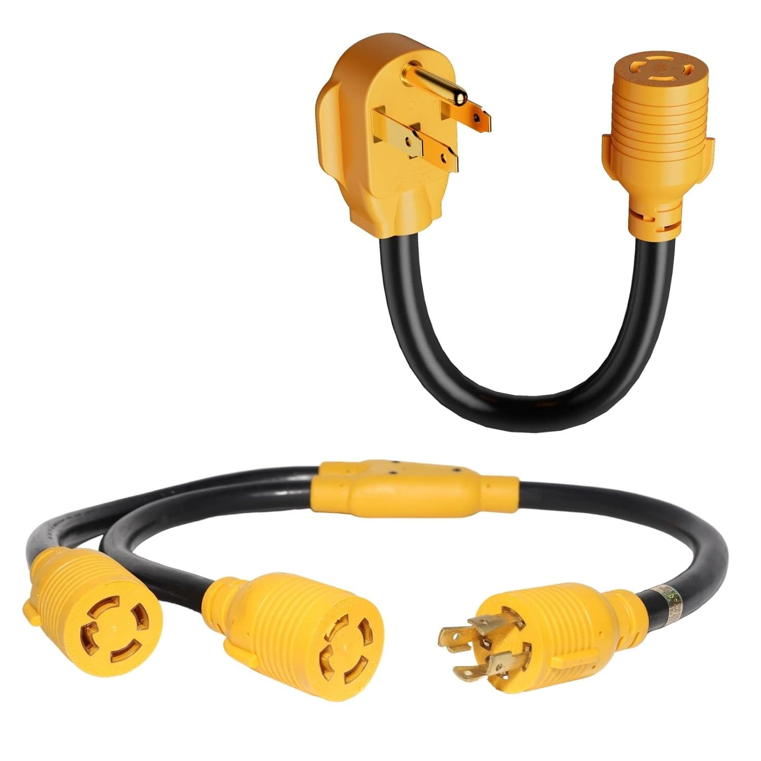 MECMO - Generator Splitter 4-Prong L14-30P Male to (2) L14-30R Female Y Adapter Cord +14-50P to L14-30R Generator Transfer Switch Adapter