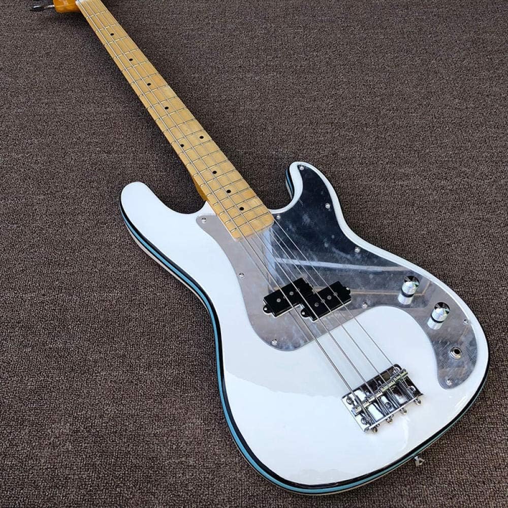 4 String Electric Bass Guitar White Lacquered Blue and Black Edging Bass Guitar Acoustic Guitars (Color : Bass Size : 43 inches)