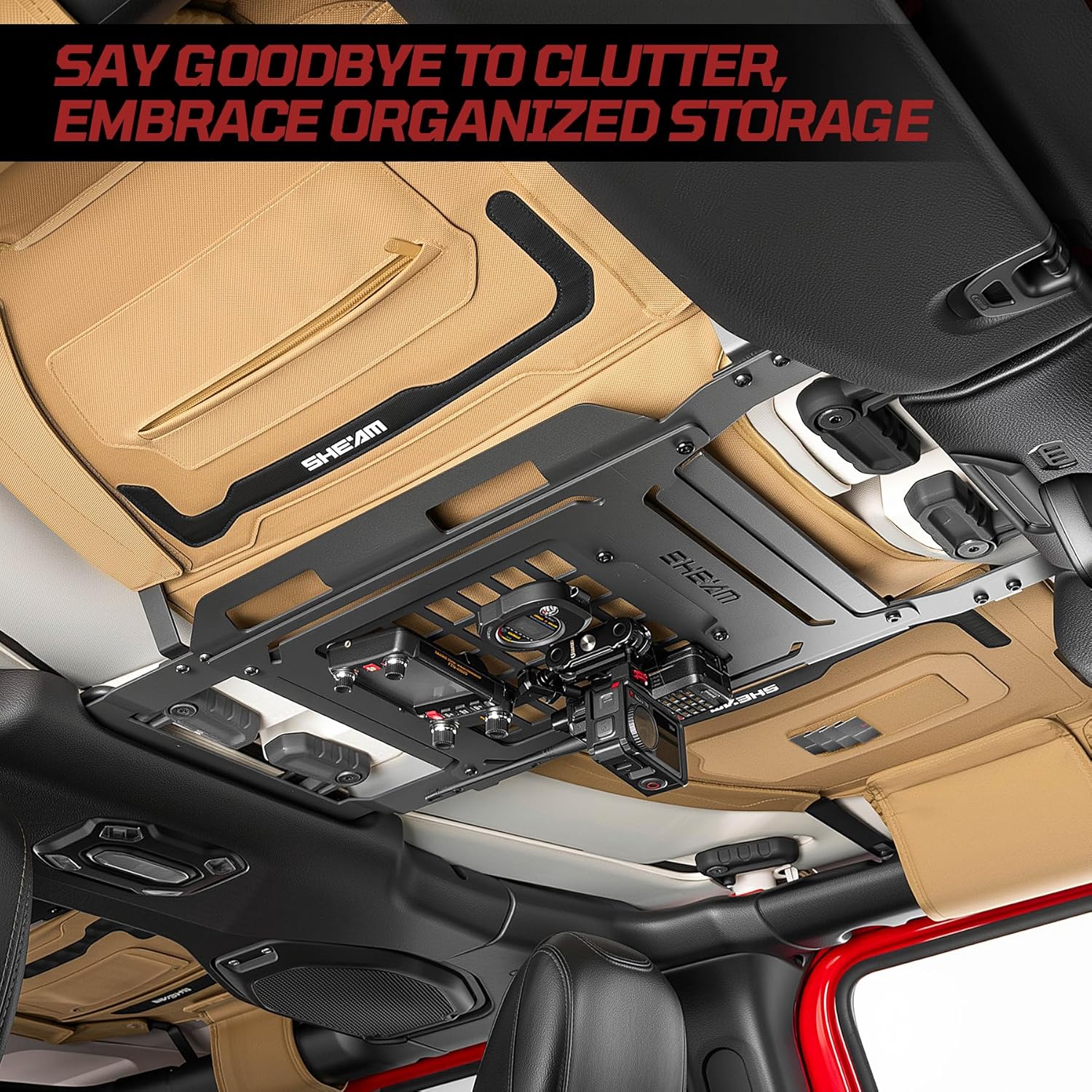 Jeep Wrangler JL MOLLE Panel Metal Roof Rack with Canvas Insulated Storage Bag, Multifunctional Storage Accessory, Fits 2018-2025 4-Door Models- Rear Row