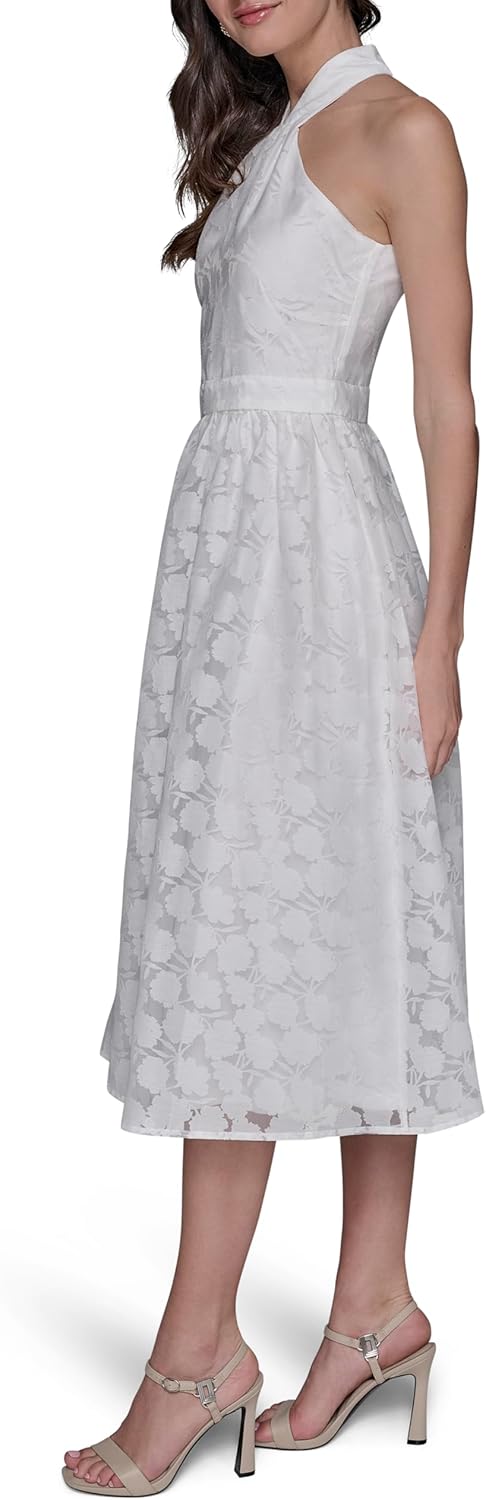 Karl Lagerfeld Womens Sleeveless Halter Neck Midi Dress
