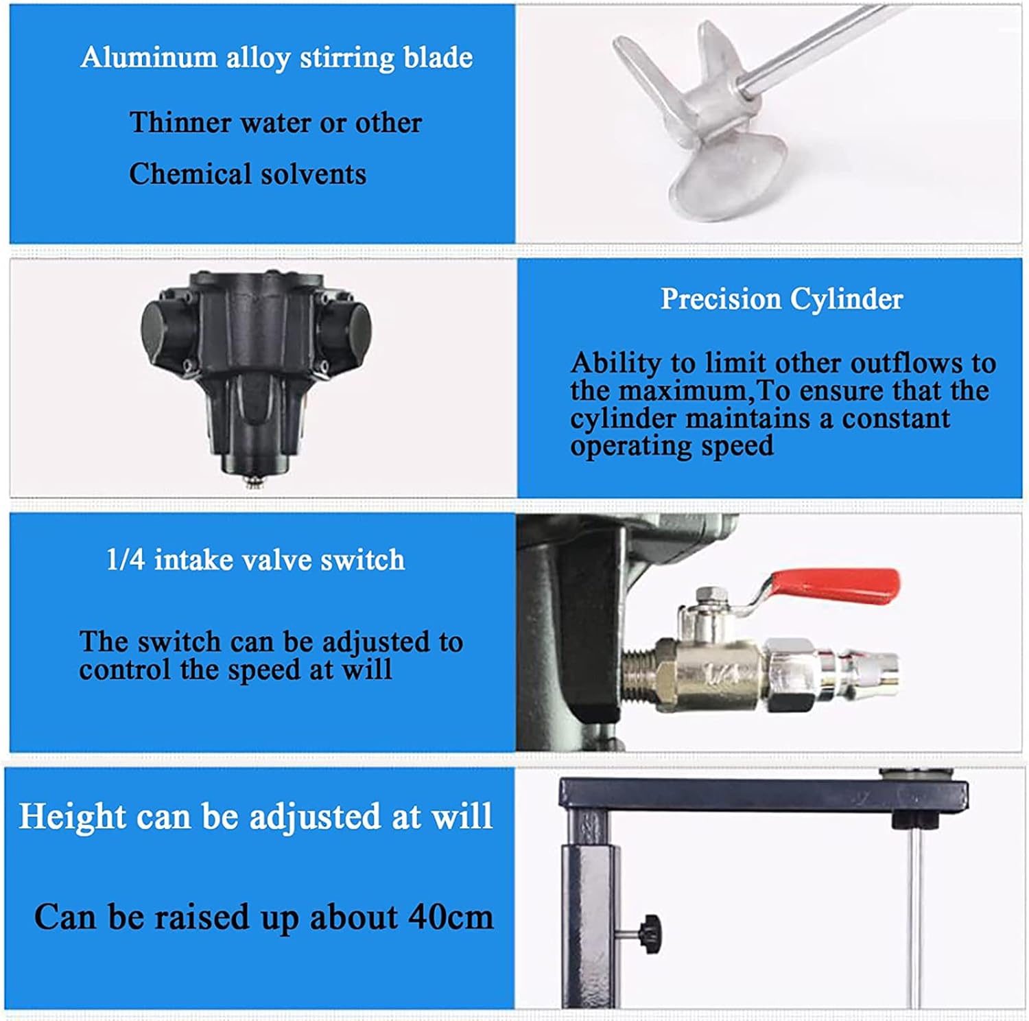 Pneumatic Paint Mixer Machine, 5 Gallon/20L Manual Lift Paint Stirrer, Desktop Vertical Air Mixer, Ink Mixing Machine for Mixing