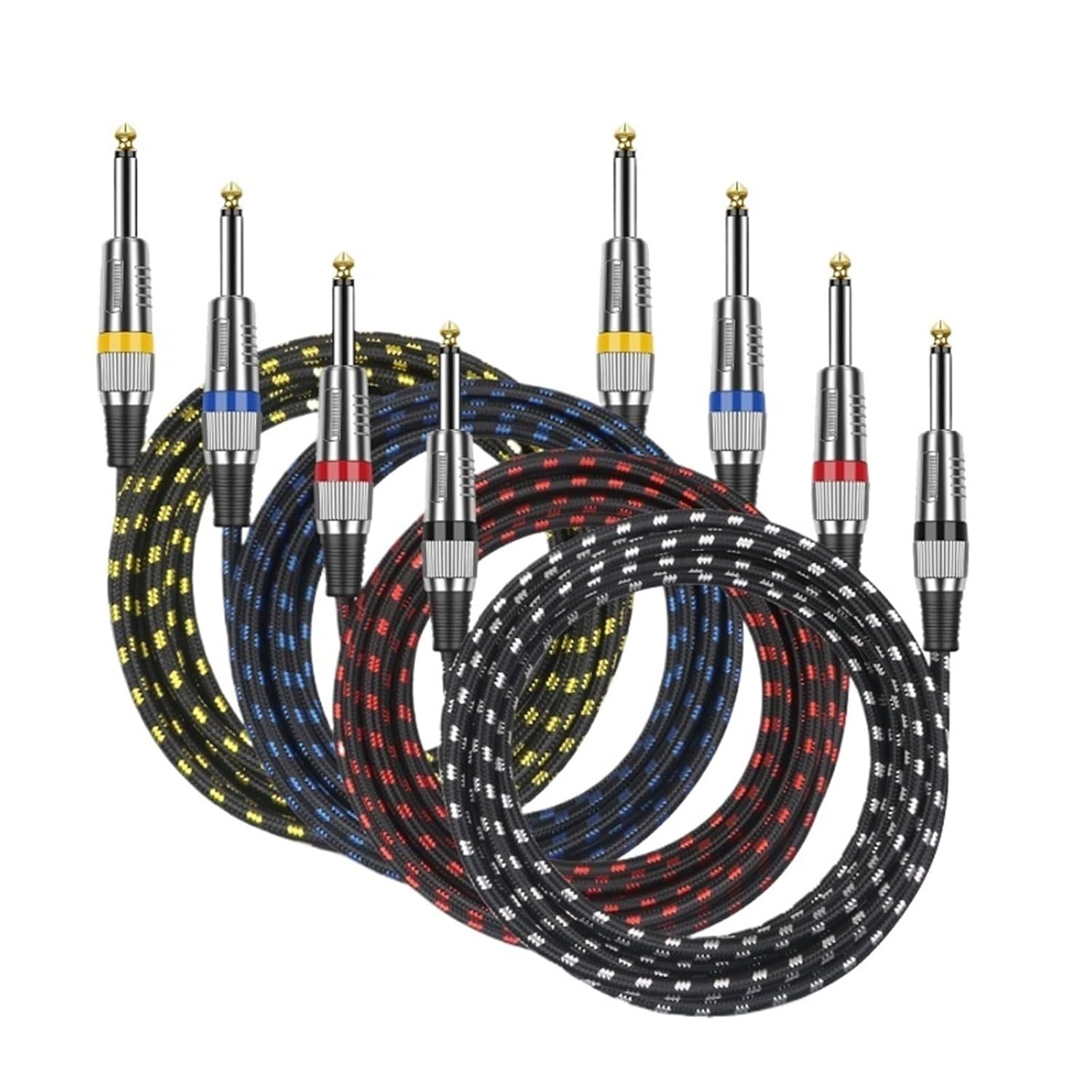 2 Pack TS 6.35 to 6.35 Guitar Cable 6.35 1/4 Inch Mono Jack 6.5mm to 6.5mm Audio Instrument Wire for Bass Mixer Amp Speaker Cord(Red-2Packs,0.5m)