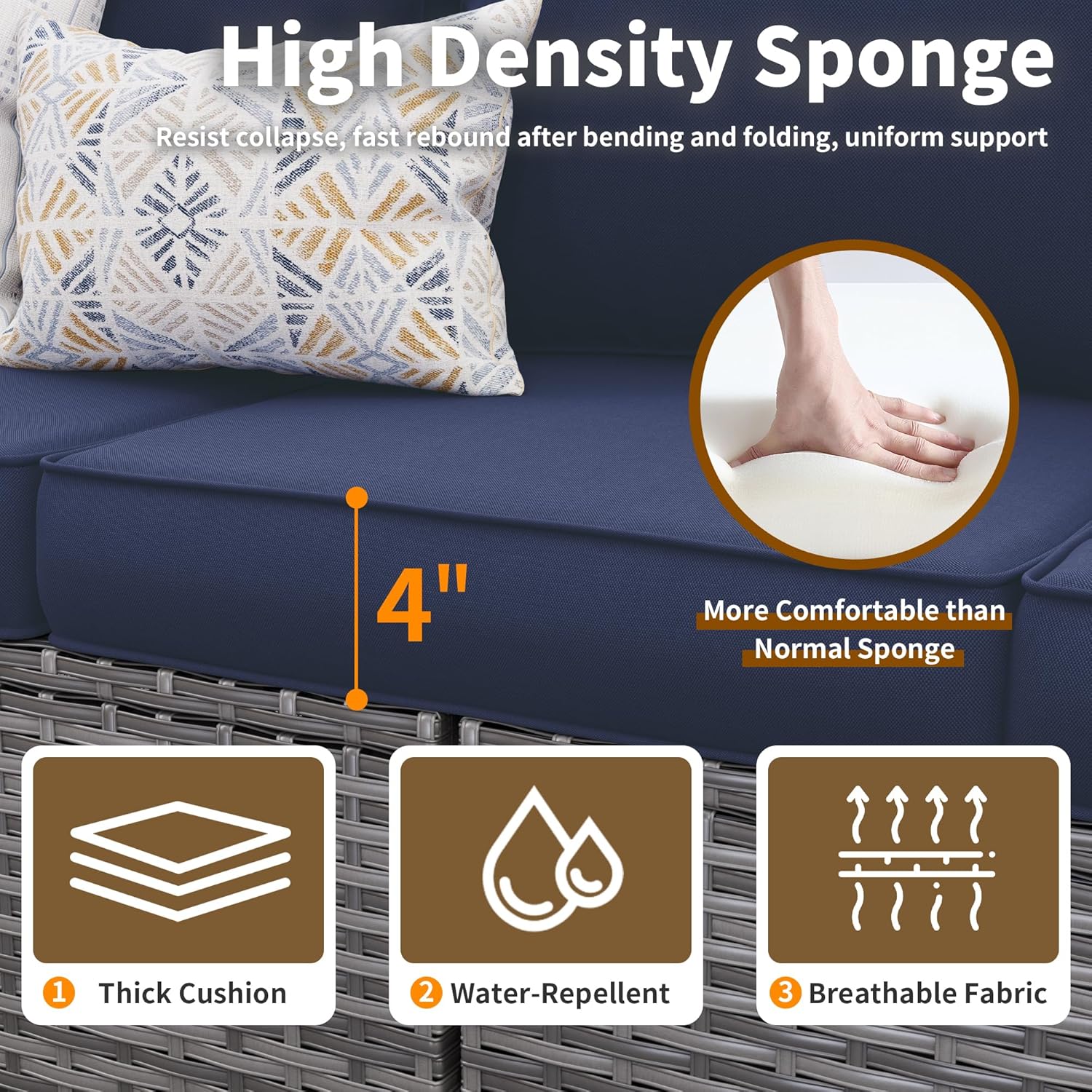 6 Pieces Patio Furniture Set with 44